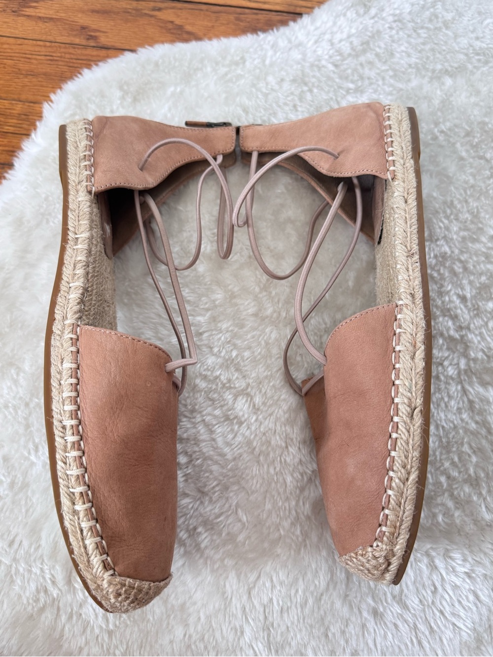 Eileen Fisher Women's Lace-Up Suede Leather Espadrille Flats in Tan